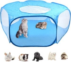 Puppyren Opvouwbaar – Hondenren voor Binnen en Buiten – Draagbare Huisdierenren met Ademend Mesh – 117 x 72 cm, Zwart