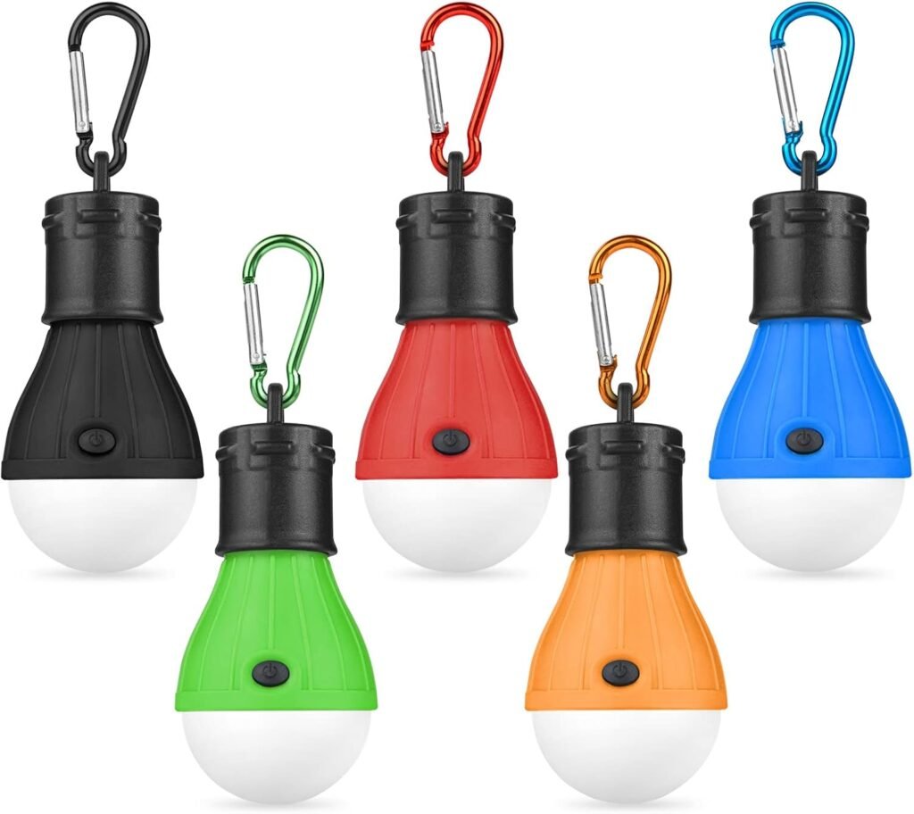 Set van 5 campinglampen LED tentlampen met karabijnhaak voor noodverlichting