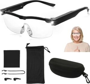 Hoofdvergrootglas Bril met LED Verlichting – Loepbril – Handenvrije Vergrotingshulp – Voor Brildragers