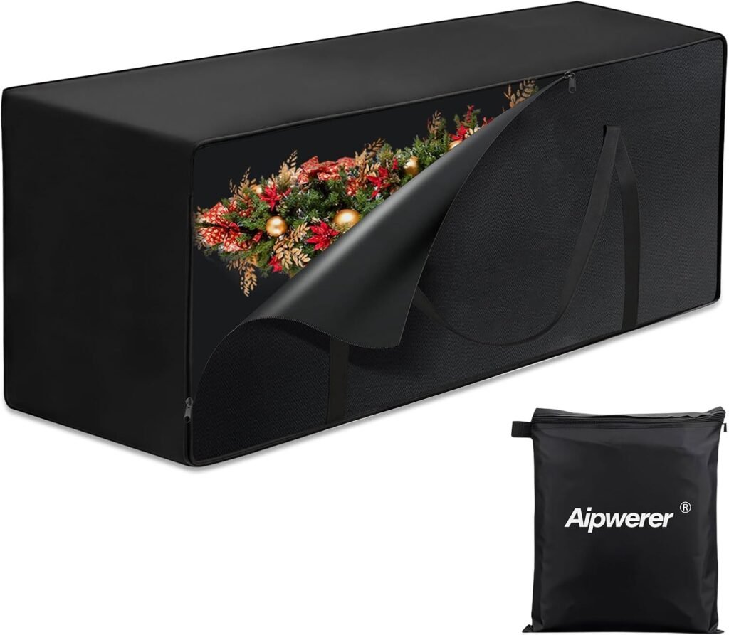 Waterdichte zwarte kerstboom opbergzak 200x60x75 cm van 600D Oxford stof met rits en versterkte handvatten
