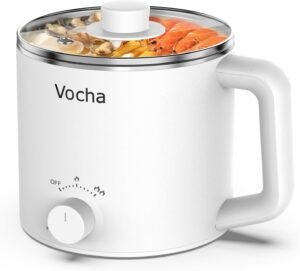 Elektrische Kookpan 1,6 Liter – Mini Hot Pot Pan – Multifunctionele Rijstkoker en Soeppan – Compacte Noodle Cooker Wit