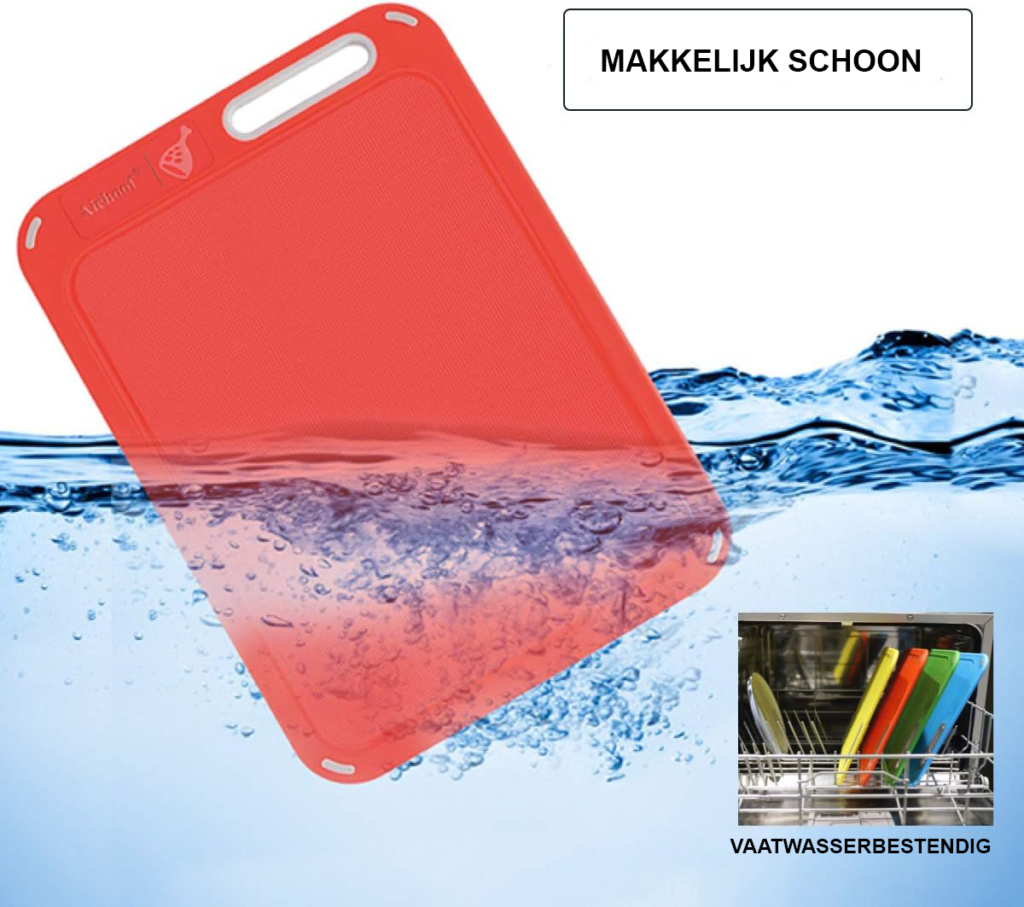 Kleurgecodeerde kunststof snijplankenset met houder, BPA-vrij en vaatwasserbestendig, voor hygiënisch snijden in de keuken