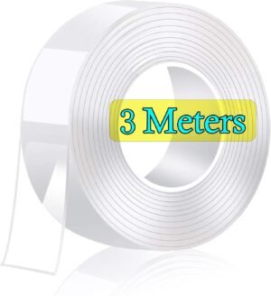 3 meter transparant dubbelzijdig nano plakband, extra sterk, wasbaar en herbruikbaar zonder lijmresten voor tapijt, keuken, auto en kantoor
