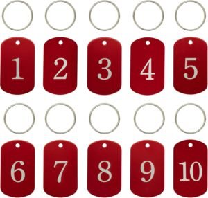 Aluminium Nummerlabels – Gegraveerde ID Tags voor Identificatie – Sleutelhangers voor Organisatie – Duurzaam Aluminium, Compact Formaat