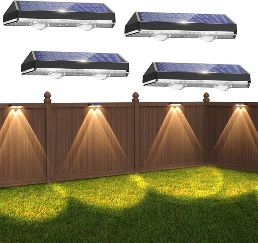Set zonne-energie buitenverlichting 4 stuks, waterdichte LED tuinlampen IP65 voor tuinhek en balkon
