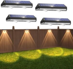 Zonne-energie Buitenverlichting – 4 Stuks – LED Tuinlampen – IP65 Waterdicht – 3 Lichtstanden – Voor Tuinhek, Balkon en Terras
