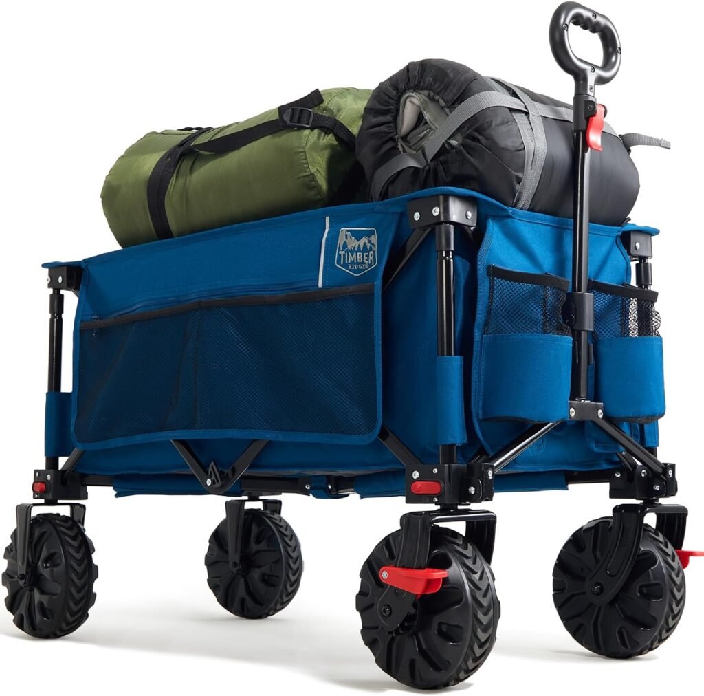 Opvouwbare XXL bolderkar met brede luchtbanden voor strand, camping en boodschappen, belastbaar tot 100 kg