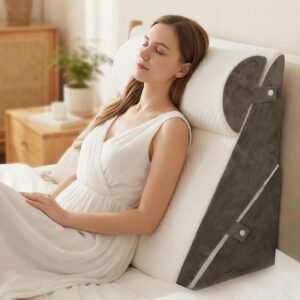 Verstelbaar Wigkussen met Orthopedisch Traagschuim – Ergonomisch Rug- en Beenkussen – Anti-Refluxkussen voor Slapen, Lezen en Zitten in Bed