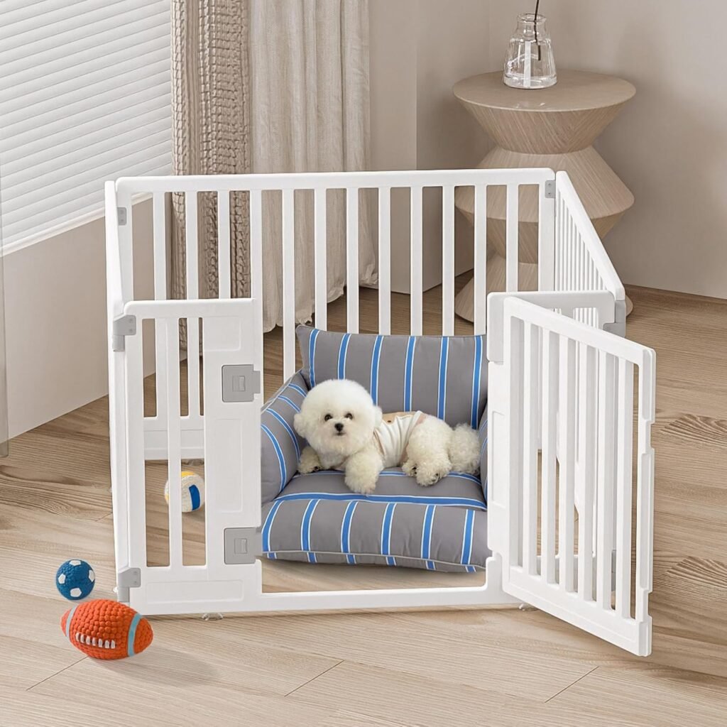Opvouwbare puppyren met deur, witte hondenren van 89 x 89 cm voor binnengebruik en thuisgebruik