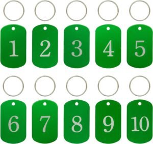 Aluminium Nummerlabels en Sleutelhangers Set – Personaliseerbare ID-tags met Gravure – Sleutelorganizer – Genummerde Labels 1-100