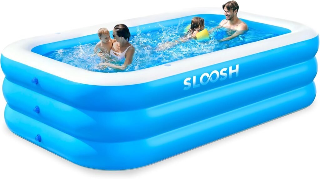 Opblaasbaar familiezwembad met zitplaatsen 305 x 183 x 56 cm in blauw PVC