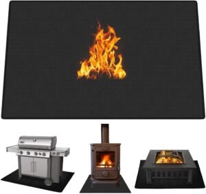 Vuurvaste Mat 76x122cm – Hittebestendige Vloermat – Water- en Vetbestendige Grillmat – Voor BBQ, Haard en Vuurkorf