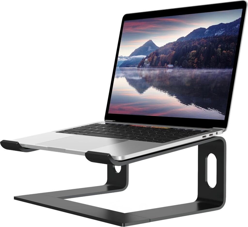 Ergonomische laptopstandaard van aluminium voor bureau, geschikt voor laptops van 10 tot 15,6 inch, zilver
