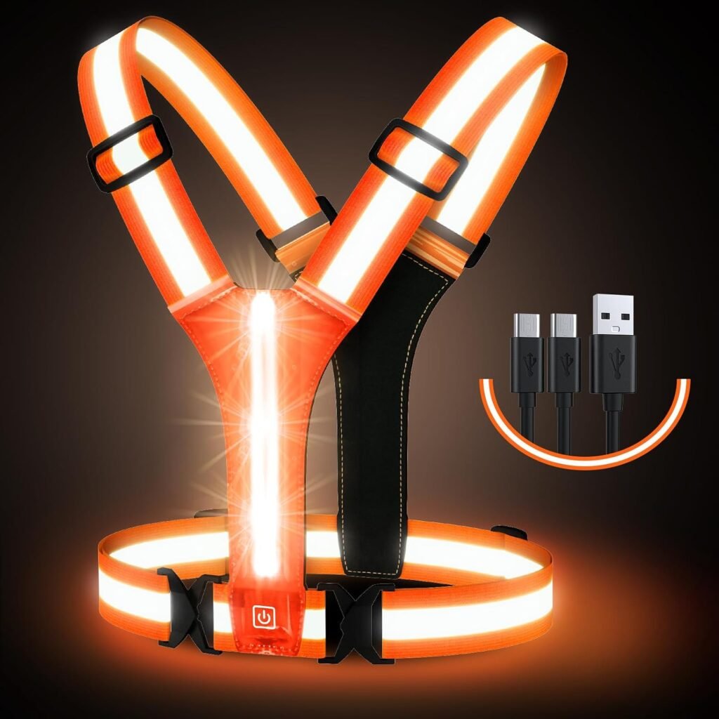 Reflecterend oplaadbaar hardloopvest met LED en verstelbare pasvorm voor hardlopen en fietsen