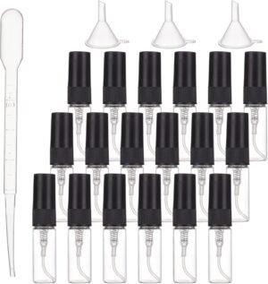 Hervulbare mini spuitflessen set met transparante reisflesjes voor vloeistoffen en opbergtas, 40-delig