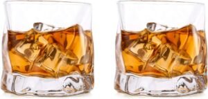 Onregelmatige Whiskyglazen Set – Luxe Geschenkset – Whisky- en Cocktailglazen – Stijlvol Glaswerk voor Thuisbar – Cadeauverpakking
