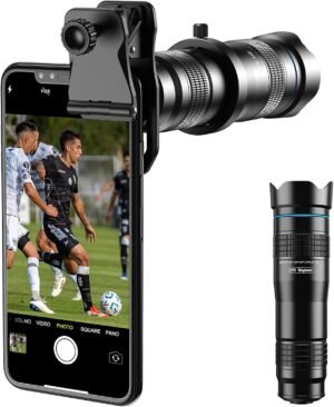 Telefooncamera lens set voor smartphone met telelens, macrolens, groothoeklens en universele clip
