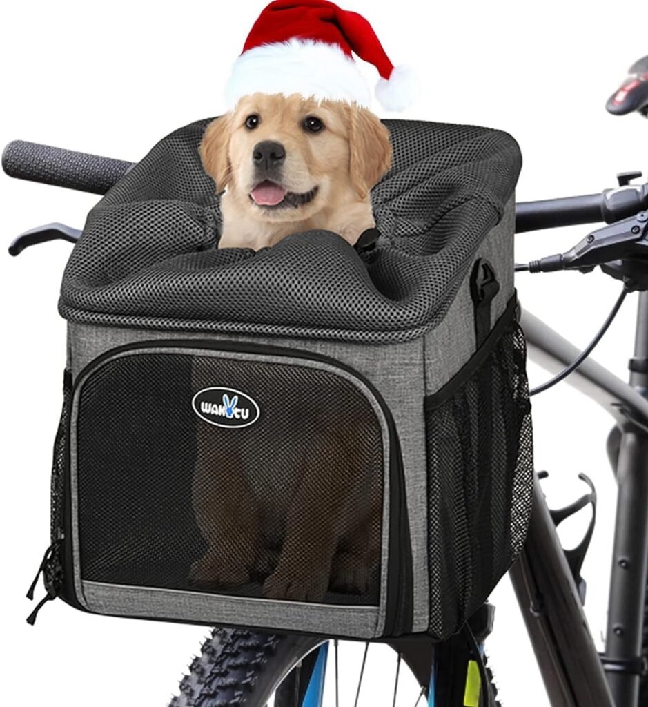 Hondenfietsmand voor Kleine Honden en Katten - Afneembare en Opvouwbare Fietsmand - Reflecterende Strepen en 2 Zijvakken