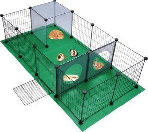 Opvouwbare Puppyren – Dierenren voor Honden, Katten en Konijnen – Pop-up Ren met Afneembaar Dak en Ritsen – Maat M Beige en Zwart