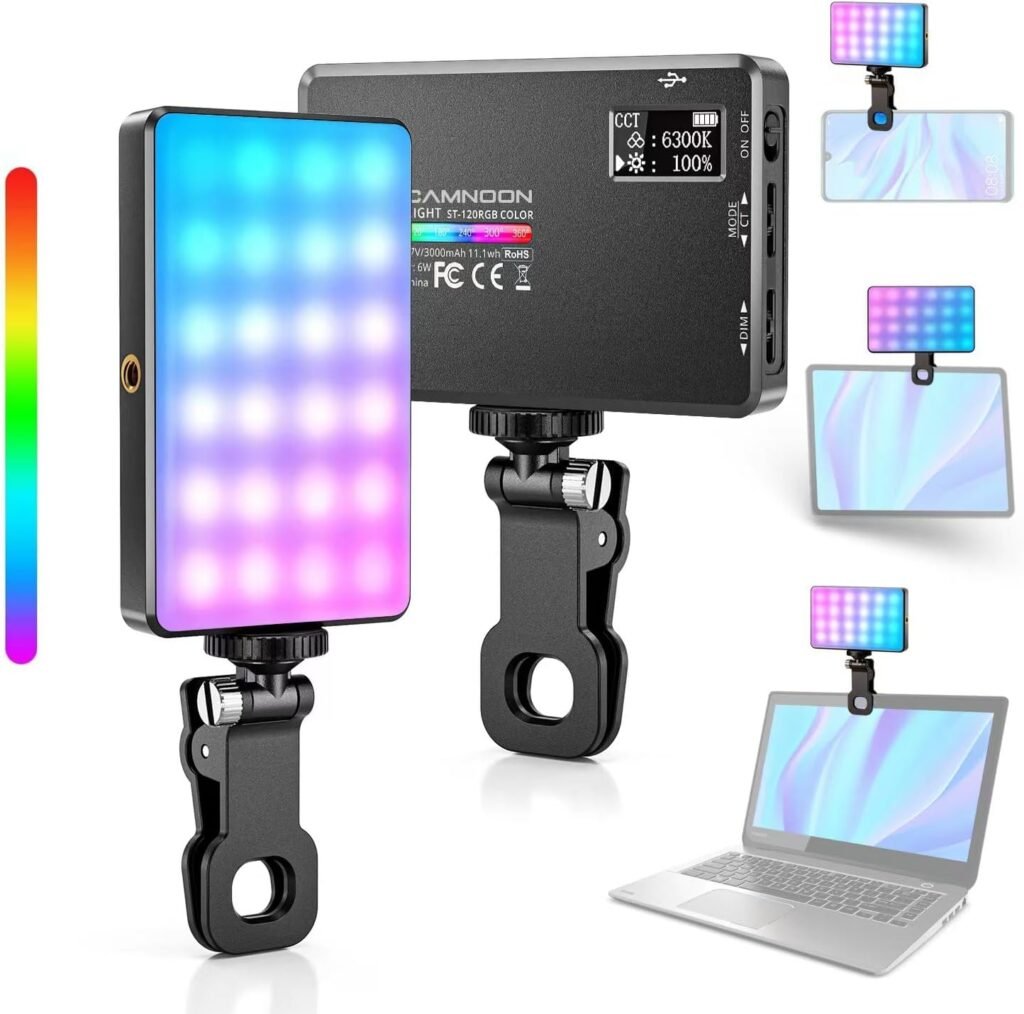 LED-videolamp voor selfies en streaming met verstelbare helderheid en kleurtemperatuur