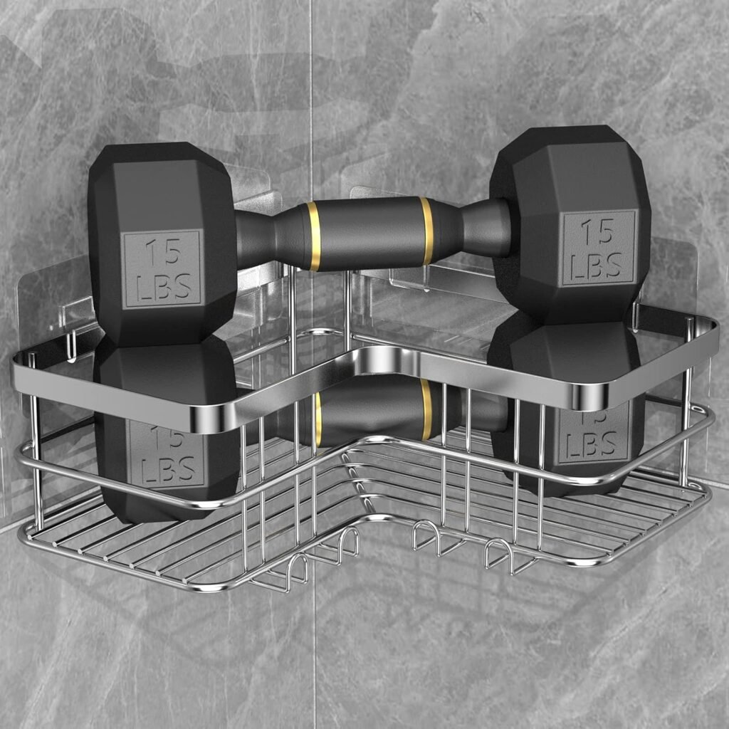 Hoek Douche Caddy 2-Pack van Roestvrij Staal - Douche Organizer Zonder Boren - Hoekplank voor Badkamer, Douche en Badkuip
