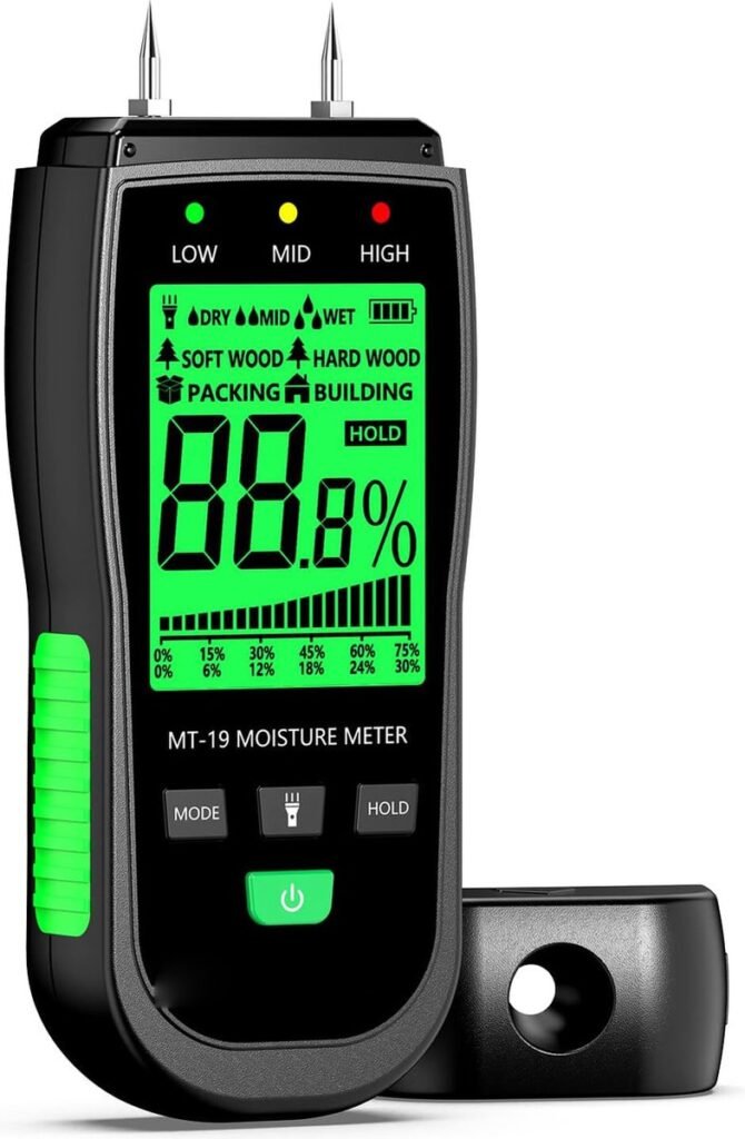 Digitale vochtmeter met pin voor hout, muren, metselwerk en bouwmaterialen