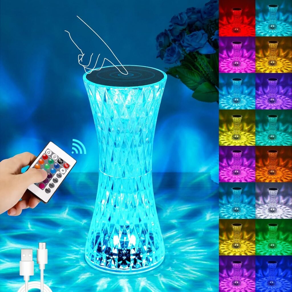 LED bureaulamp met touch en afstandsbediening, RGB-kleurverandering en USB-oplaadpoorten
