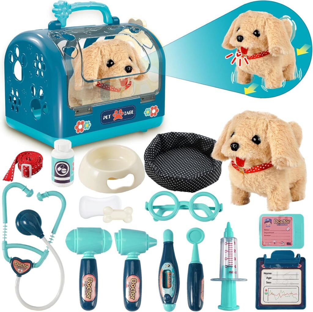 Interactieve hondenrobot speelset met dierenartsaccessoires voor kinderen van 3-8 jaar