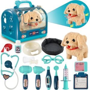 Interactieve Hondenrobot – Dierenarts Speelset – Elektronische Knuffelhond – 17-Delige Doktersset – Voor Kinderen van 3-8 Jaar