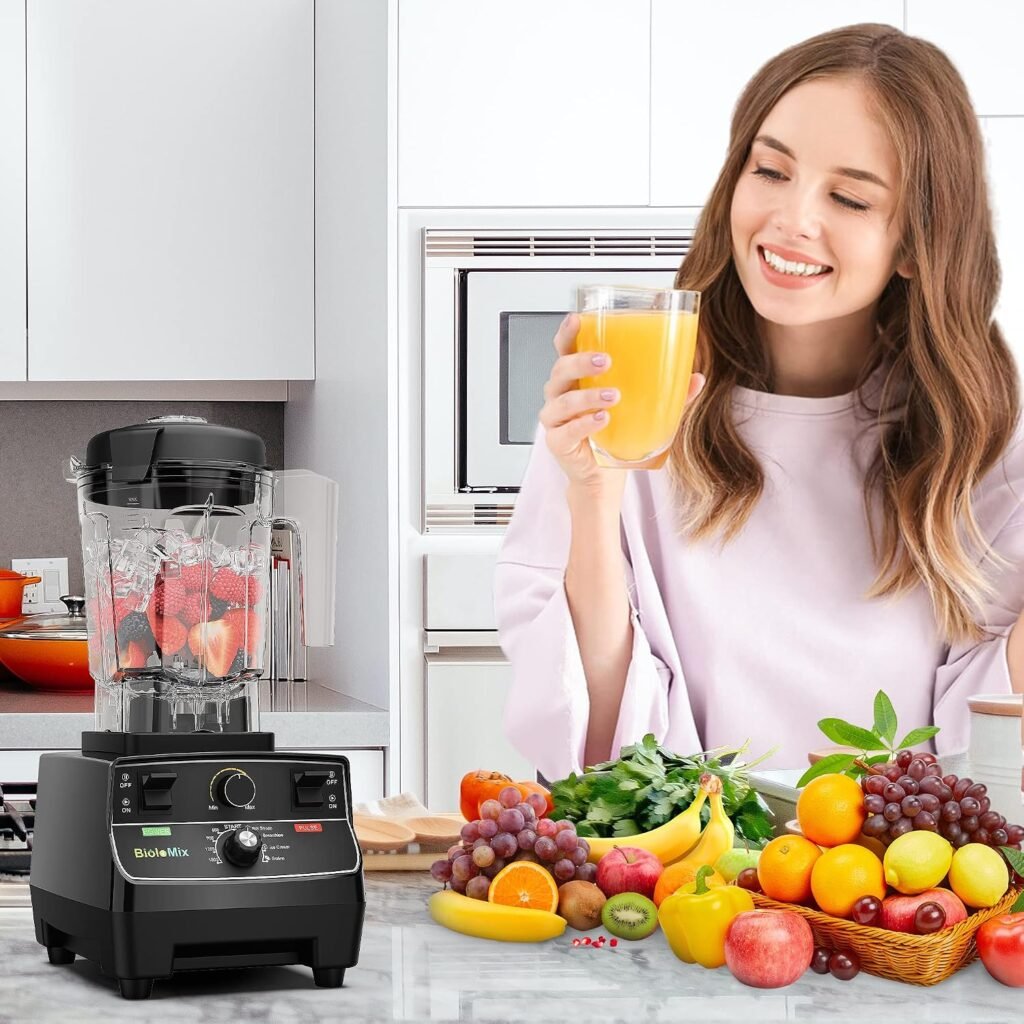 Krachtige mixer 2200W met 2 liter blenderkan en 600 ml reisbeker, BPA-vrij en zelfreinigend