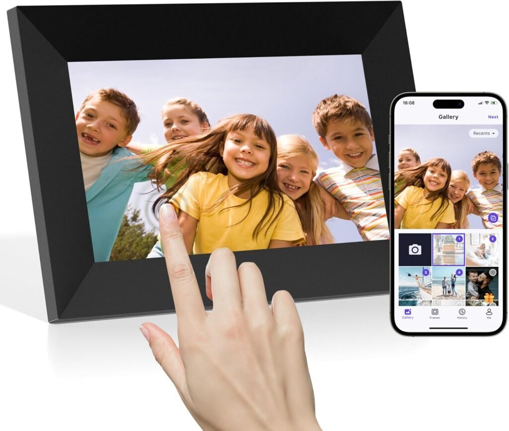 Digitale fotolijst met touchscreen, wifi en automatische draaifunctie voor wandmontage