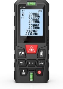 Laserafstandsmeter 100 Meter – Digitale Afstandsmeter met Hoge Nauwkeurigheid – Meerdere Meetmodi – Geïntegreerde Waterpas en Stiltefunctie