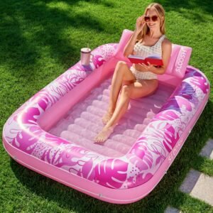 Opblaasbaar Luchtbed met Kussen 178 x 118 cm – 4-in-1 Zwemmatras en Drijvend Ligbed – Opblaasbaar Zonnebed voor Zwembad en Strand