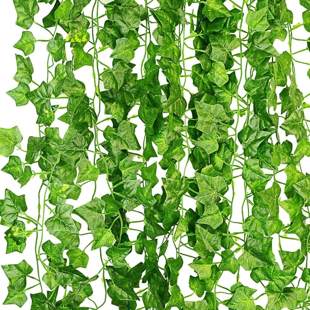 Kunstmatige klimop slingers set van nepplanten voor binnen en buiten, groene hangende decoratie voor feesten en bruiloften