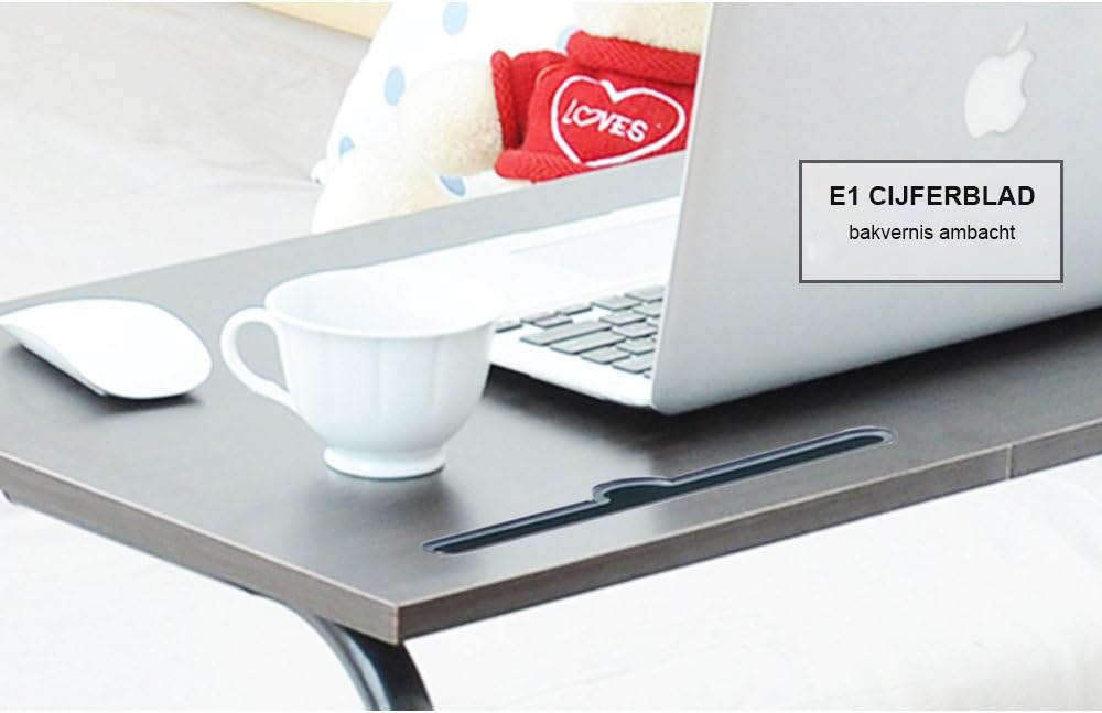 Verstelbare laptoptable met wielen voor laptopgebruik in bed of op de bank, geschikt voor werk en studie
