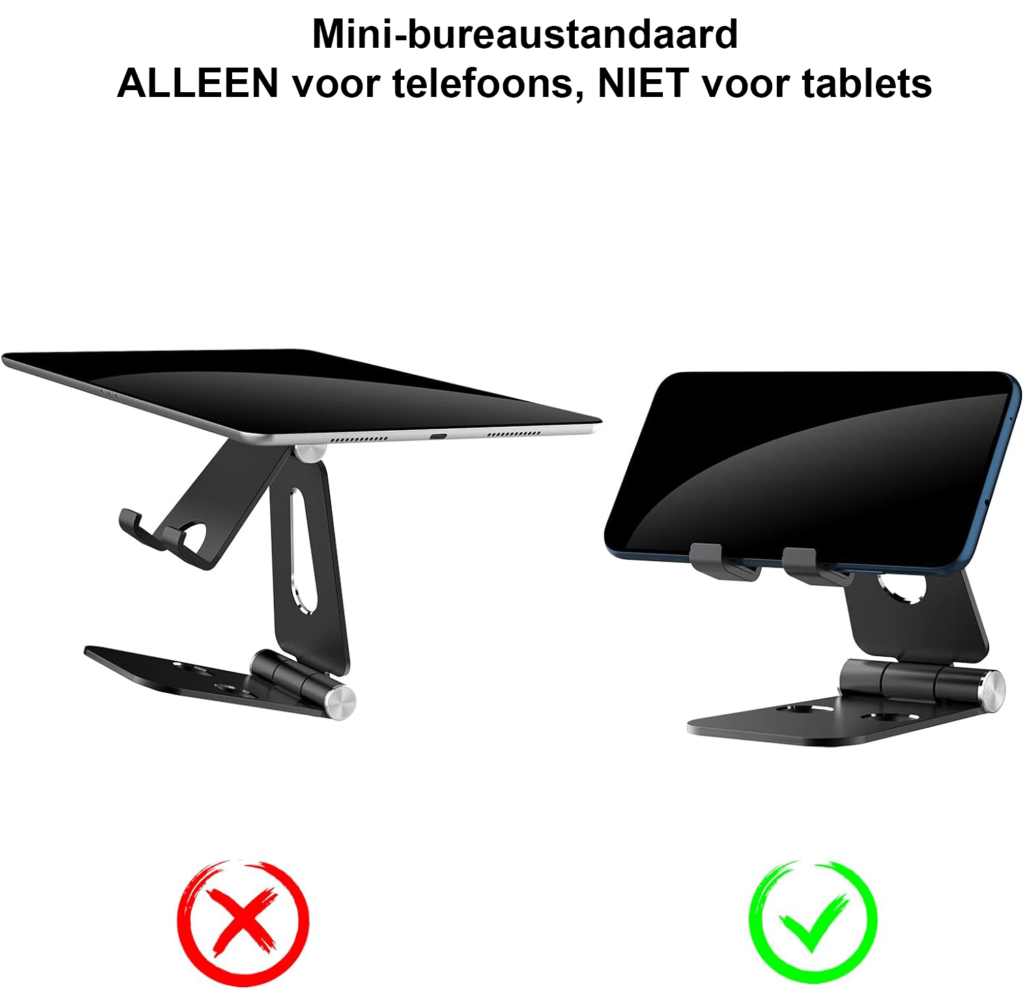 Opvouwbare telefoonhouder, verstelbare telefoonstandaard voor bureau en onderweg