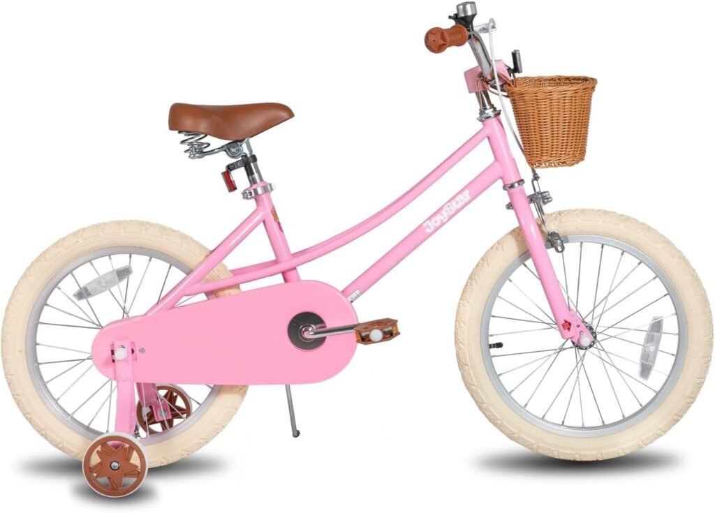 Kinderfiets voor meisjes en jongens met mandje, trainingswielen en retro design in 12, 14, 16 of 20 inch