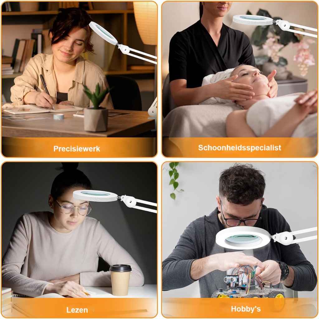 LED vergrootlamp met loep en verstelbare LED-verlichting voor werk en hobby