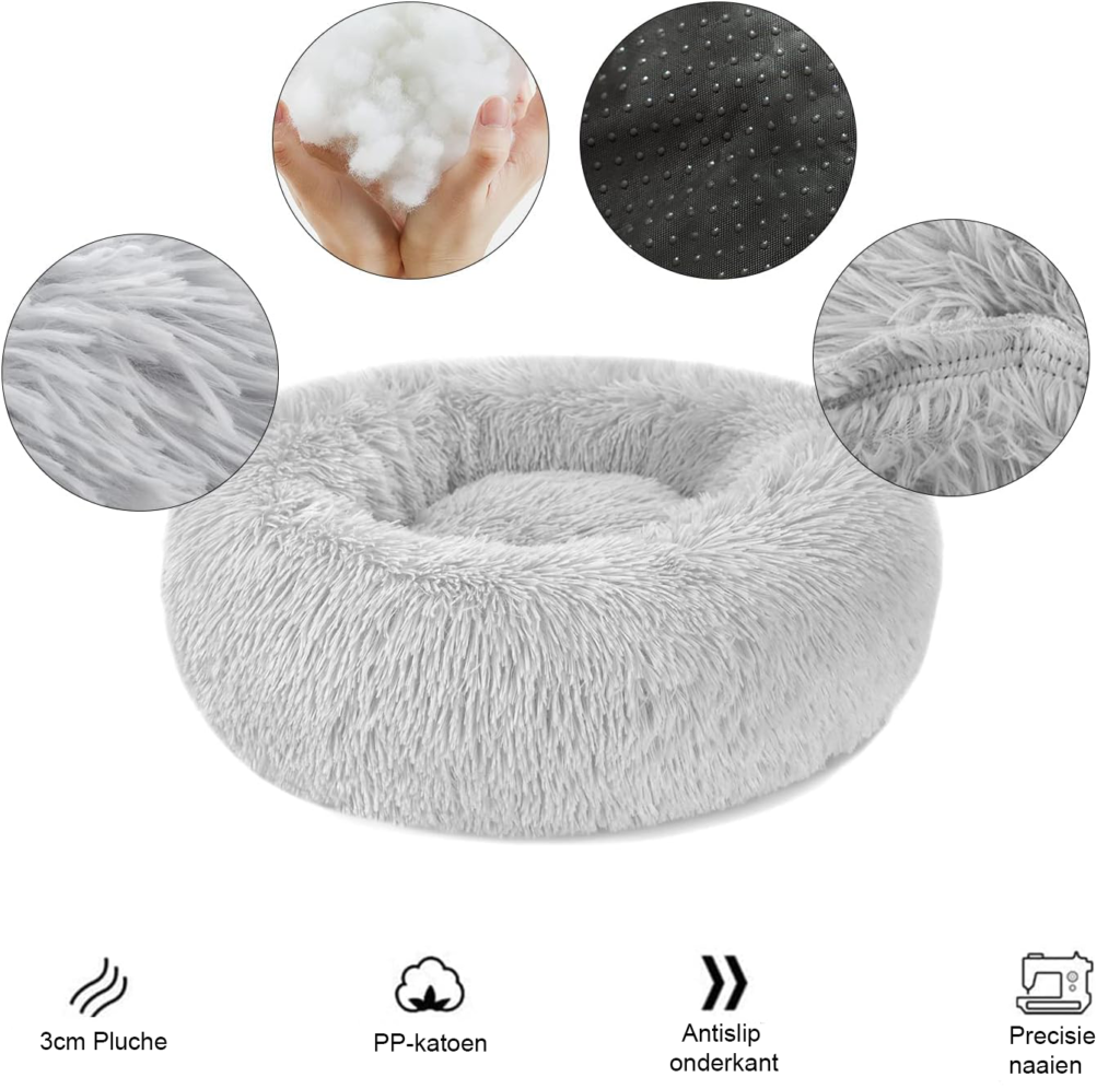 Pluche huisdierenbed voor katten en honden met zachte slaapplek