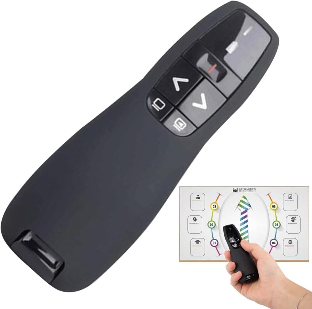 Draadloze presenter voor PowerPoint met laserpointer en ergonomische afstandsbediening voor presentaties
