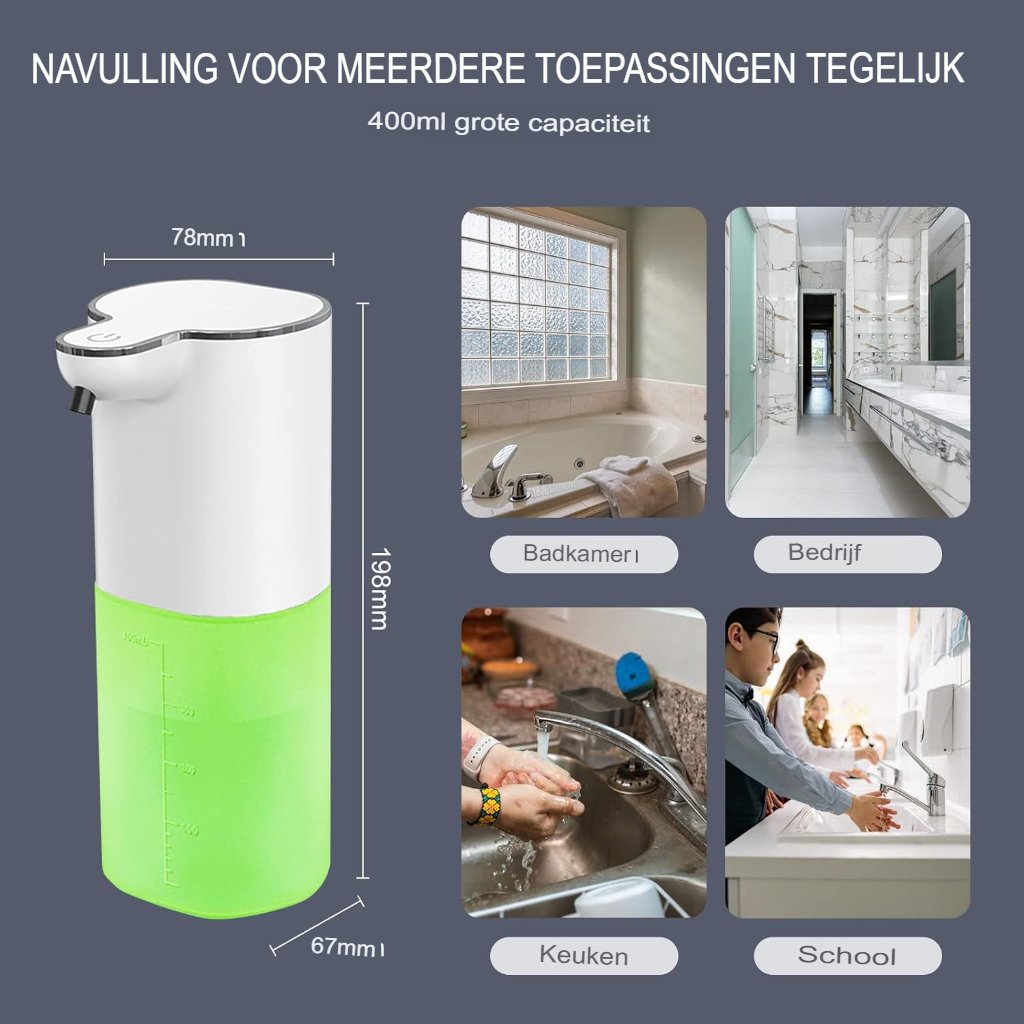 Automatische zeepdispenser met bewegingssensor en USB-oplaadbare schuimfunctie