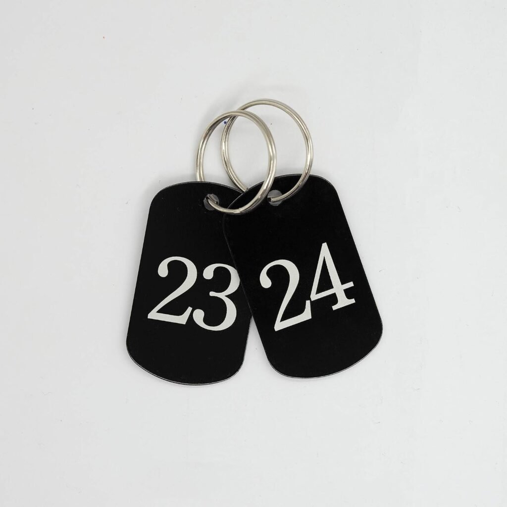 Aluminium gegraveerde nummerlabels en sleutelhangers voor organisatie en identificatie, duurzame ID-tags voor thuis en kantoor