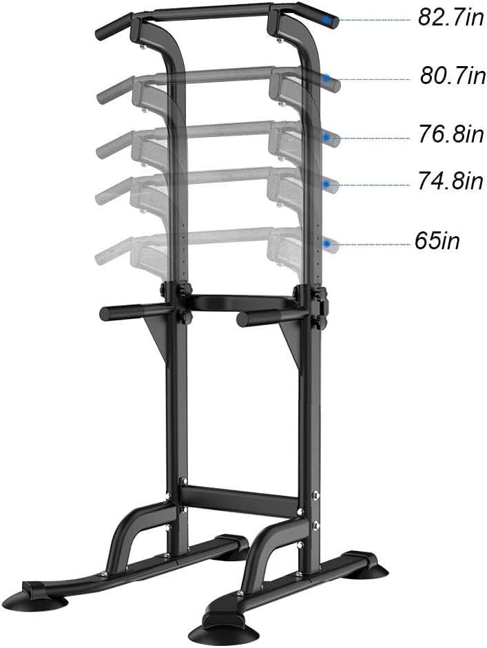 Verstelbaar pull-up station voor thuisfitness met robuust stalen frame en geïntegreerde dip bars