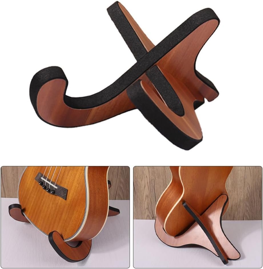 Opvouwbare ukelele- en mandolinestandaard met verstelbare neksteun en beschermende rubberen bekleding