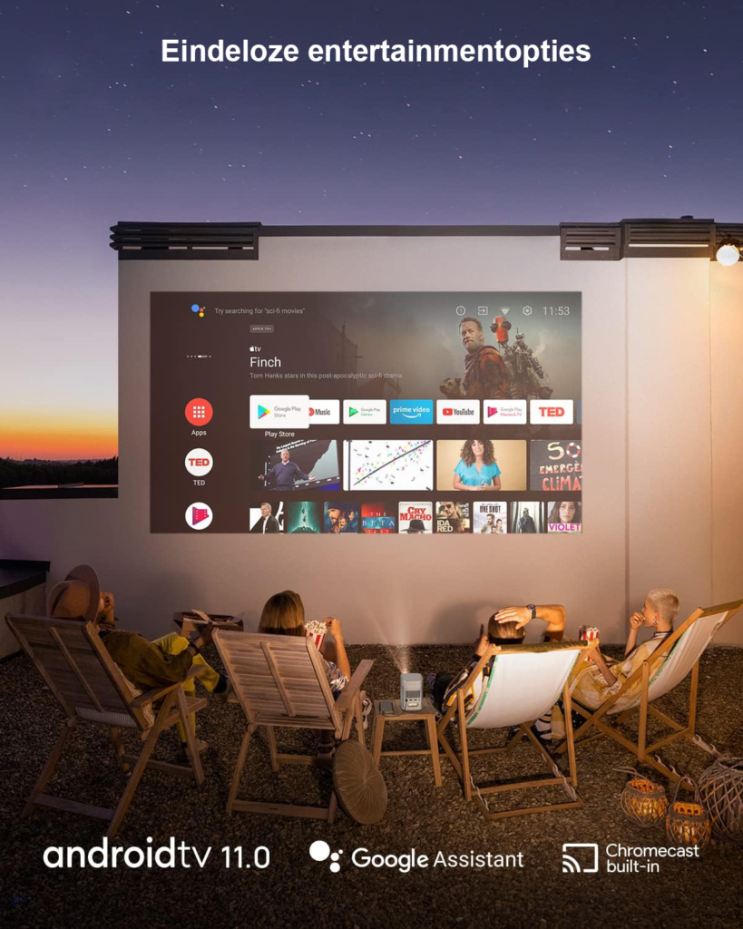 Draagbare miniprojector voor thuisbioscoop met HD-kwaliteit en draadloze verbinding