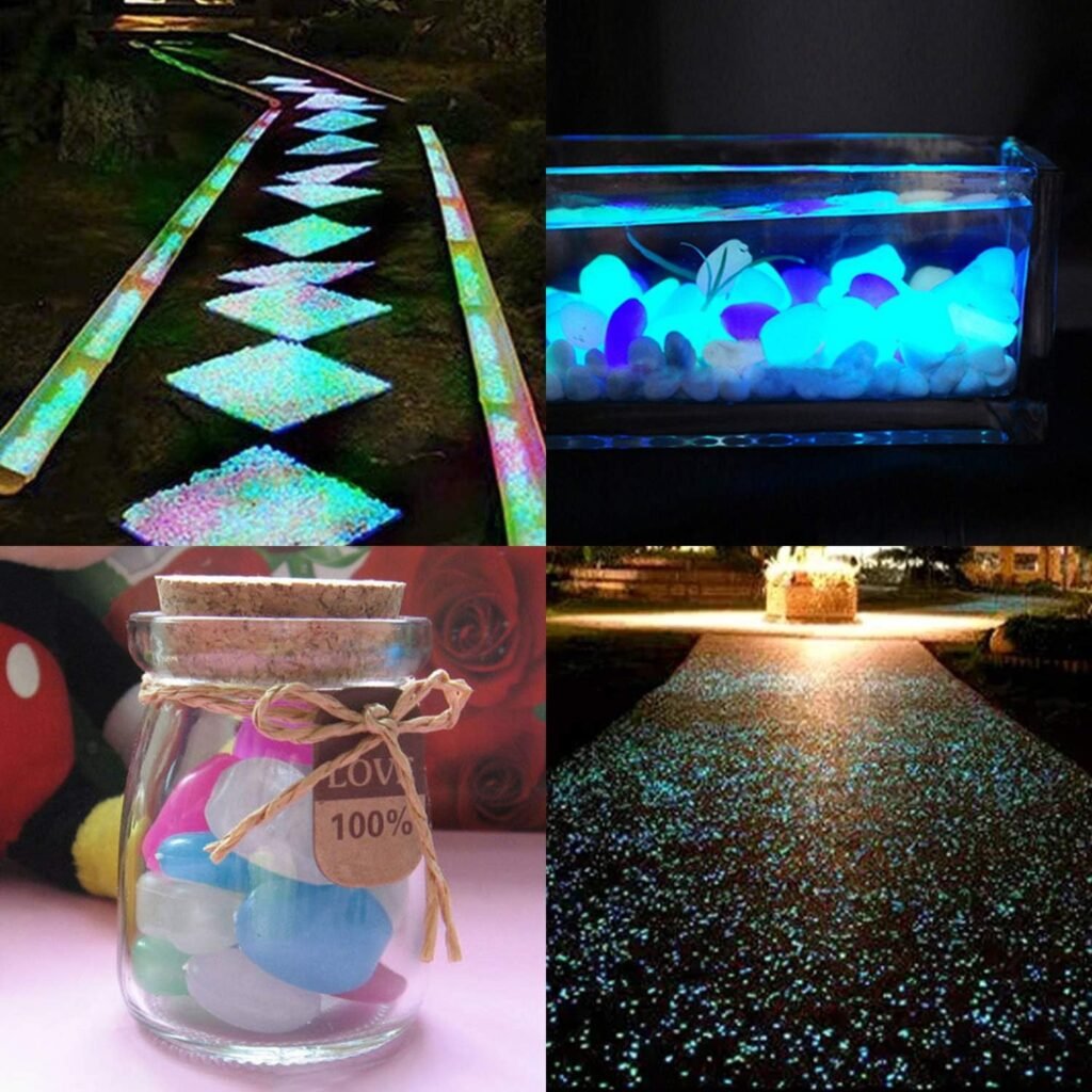 Lichtgevende aquariumgrind en keien met glow-in-the-dark effect voor aquariumdecoratie, veilig voor vissen en reptielen