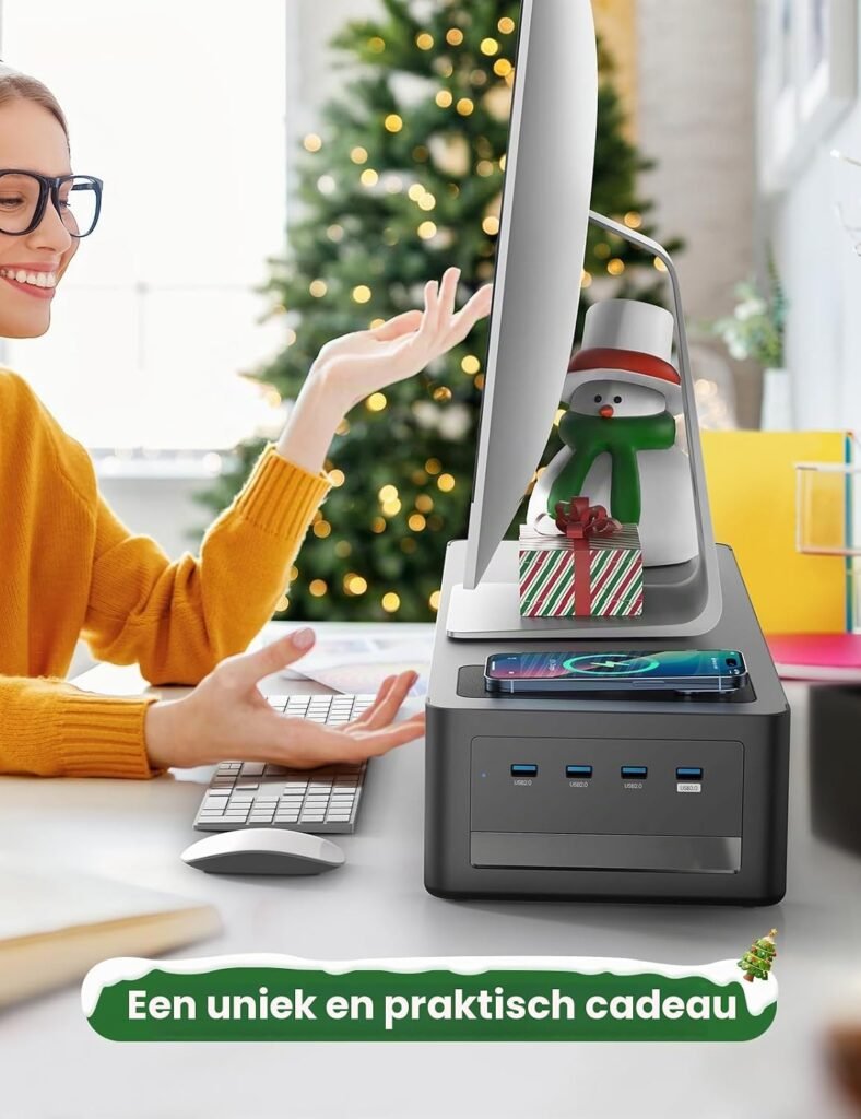 Monitorstandaard met USB-poorten, ergonomische monitorverhoger voor computer met geïntegreerde USB-aansluitingen