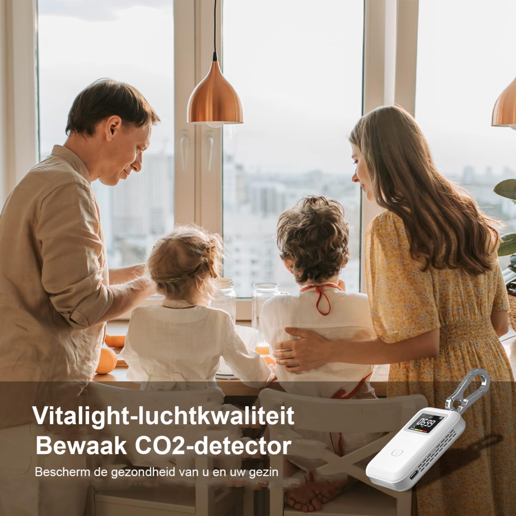 Mini CO2 detector en luchtkwaliteitsmonitor, compacte en draagbare CO2 meter voor thuis, kantoor en buiten