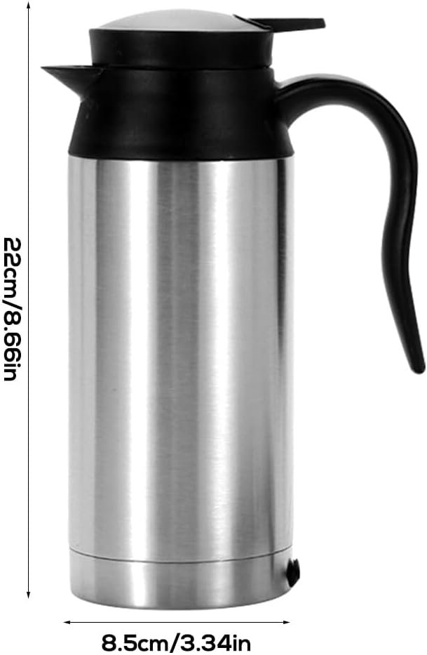 Auto waterkoker RVS 12V 750 ml voor auto en camping, draagbare reiswaterkoker via sigarettenaansteker