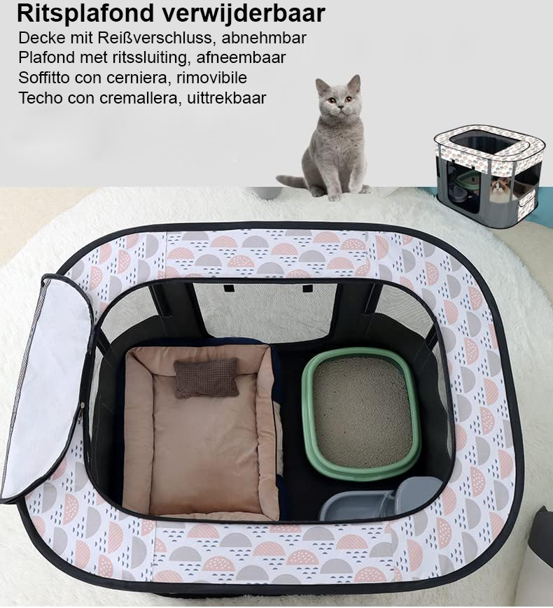 Opvouwbare lichtblauwe hondenhut en kattenhuis, draagbare huisdierentent 90 x 70 cm